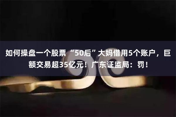 如何操盘一个股票 “50后”大妈借用5个账户，巨额交易超35亿元！广东证监局：罚！